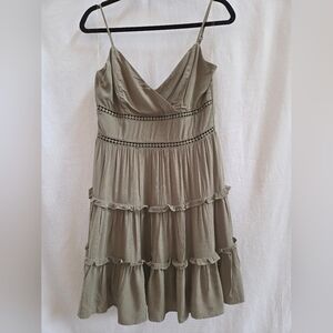 Trixxi Sage Green Ruffle Mini Dress